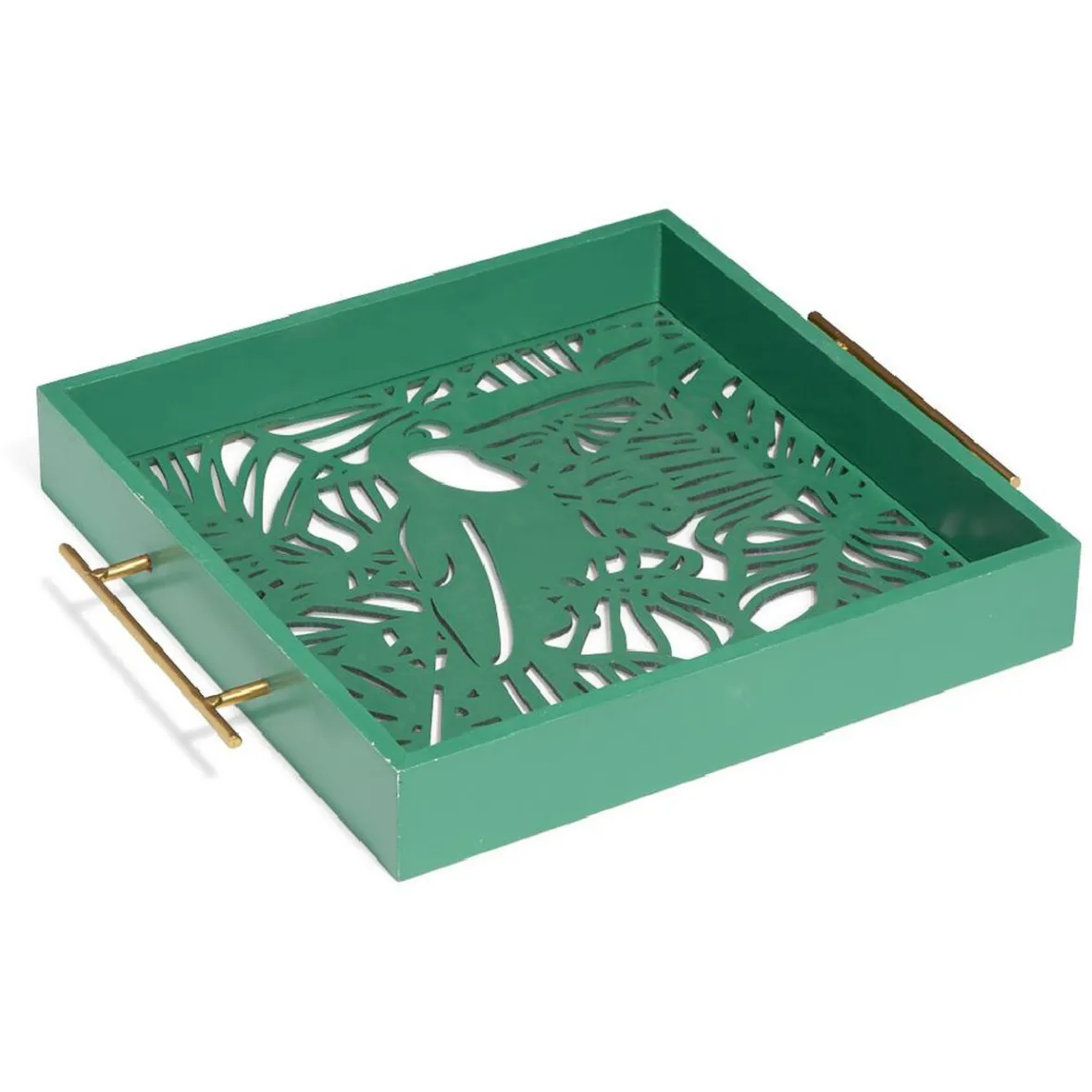 Gifi Plateau avec motif tropical ajouré et fond en verre| Vaisselle Et Accessoires De Table