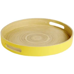 Gifi Plateau bambou contour coloré 35x35xH5cm| Vaisselle Et Accessoires De Table