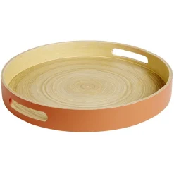 Gifi Plateau bambou contour coloré 35x35xH5cm| Vaisselle Et Accessoires De Table