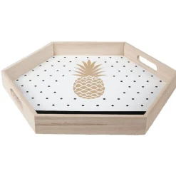 Vaisselle Et Accessoires De Table<Gifi Plateau déco ananas or et pois noirs