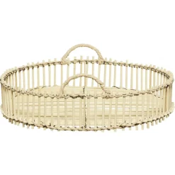Gifi Plateau déco rond en bambou et métal| Vaisselle Et Accessoires De Table