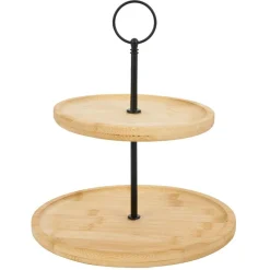 Vaisselle Et Accessoires De Table<Gifi Plateau de présentation 2 niveaux en bambou et fer Ø16,5xH21,5cm