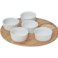 Vaisselle Et Accessoires De Table<Gifi Plateau de service avec 6 coupelles blanches