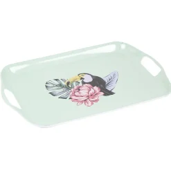 Gifi Plateau de service bleu motif oiseau tropical| Vaisselle Et Accessoires De Table