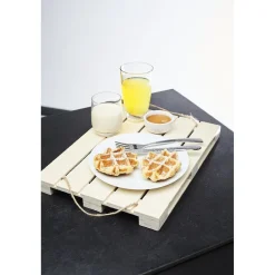 Gifi Plateau de service en bois à poser avec anses cordes| Vaisselle Et Accessoires De Table