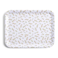 Vaisselle Et Accessoires De Table<Gifi Plateau de service rectangulaire mélaminé blanc motif feuillage doré 21x28cm