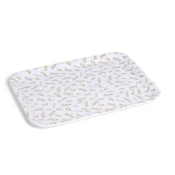 Vaisselle Et Accessoires De Table<Gifi Plateau de service rectangulaire mélaminé blanc motif feuillage doré 21x28cm