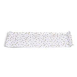 Vaisselle Et Accessoires De Table<Gifi Plateau de service rectangulaire mélaminé blanc motif feuillage doré 18x37,5cm