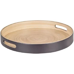 Gifi Plateau de service rond en bambou noir| Vaisselle Et Accessoires De Table