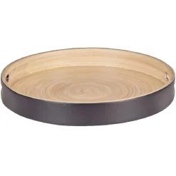 Gifi Plateau de service rond en bambou noir| Vaisselle Et Accessoires De Table