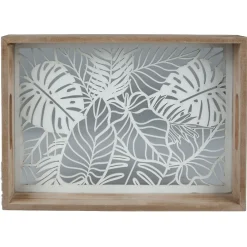 Gifi Plateau en verre et bois| Vaisselle Et Accessoires De Table