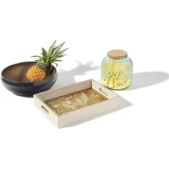 Gifi Plateau en verre et bois| Vaisselle Et Accessoires De Table