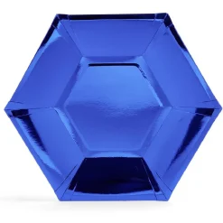 Gifi Plateau hexagonal carton bleu métallisé Ø26cm x10| Vaisselle Et Accessoires De Table