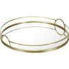 Gifi Plateau miroir rond contour métal doré| Vaisselle Et Accessoires De Table
