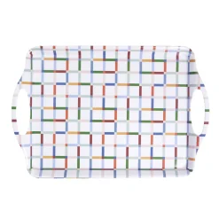 Vaisselle Et Accessoires De Table<Gifi Plateau rectangulaire blanc motifs carreaux multicolores 34x50,5cm