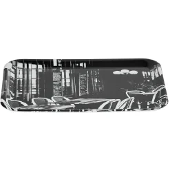 Gifi Plateau rectangulaire mélamine design bistrot noir et blanc| Vaisselle Et Accessoires De Table