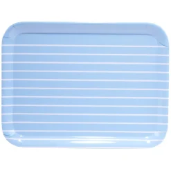 Gifi Plateau rectangulaire plastique rayure blanc et bleu 29x22cm| Vaisselle Et Accessoires De Table