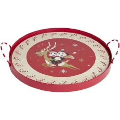 Gifi Plateau rond Disney Mickey en bois avec anse métal Ø35cm| Vaisselle Et Accessoires De Table