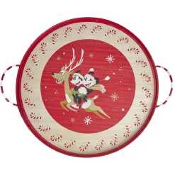 Gifi Plateau rond Disney Mickey en bois avec anse métal Ø35cm| Vaisselle Et Accessoires De Table