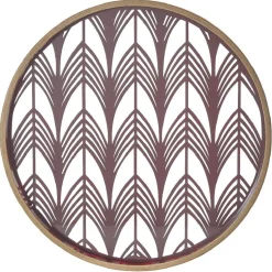 Gifi Plateau rond inspiration orientale en métal et bois rouge ou gris| Vaisselle Et Accessoires De Table