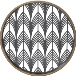 Gifi Plateau rond inspiration orientale en métal et bois rouge ou gris| Vaisselle Et Accessoires De Table
