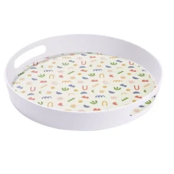 Vaisselle Et Accessoires De Table<Gifi Plateau rond mélaminé motif matisse blanc et multicolore Ø34,5xH5cm