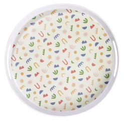 Vaisselle Et Accessoires De Table<Gifi Plateau rond mélaminé motif matisse blanc et multicolore Ø34,5xH5cm