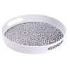 Vaisselle Et Accessoires De Table<Gifi Plateau rond mélaminé motif géométrique blanc et bleu Ø34,5xH5cm