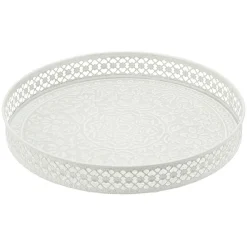 Gifi Plateau rond métal motif mandala rose gris ou vert| Vaisselle Et Accessoires De Table