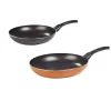 Cuisson<Gifi Poêle effet pierre noire et orange x2