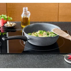 Cuisson<Gifi Poêle sauteuse Tefal Mineralia Force aluminium moucheté gris noir ø 26 cm