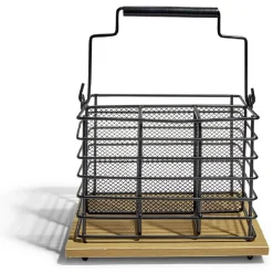 Rangement De Cuisine<Gifi Porte couverts fer noir et bois marron 17,5x14x12cm