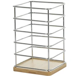 Rangement De Cuisine<Gifi Porte ustensiles de cuisine en métal avec socle en bambou