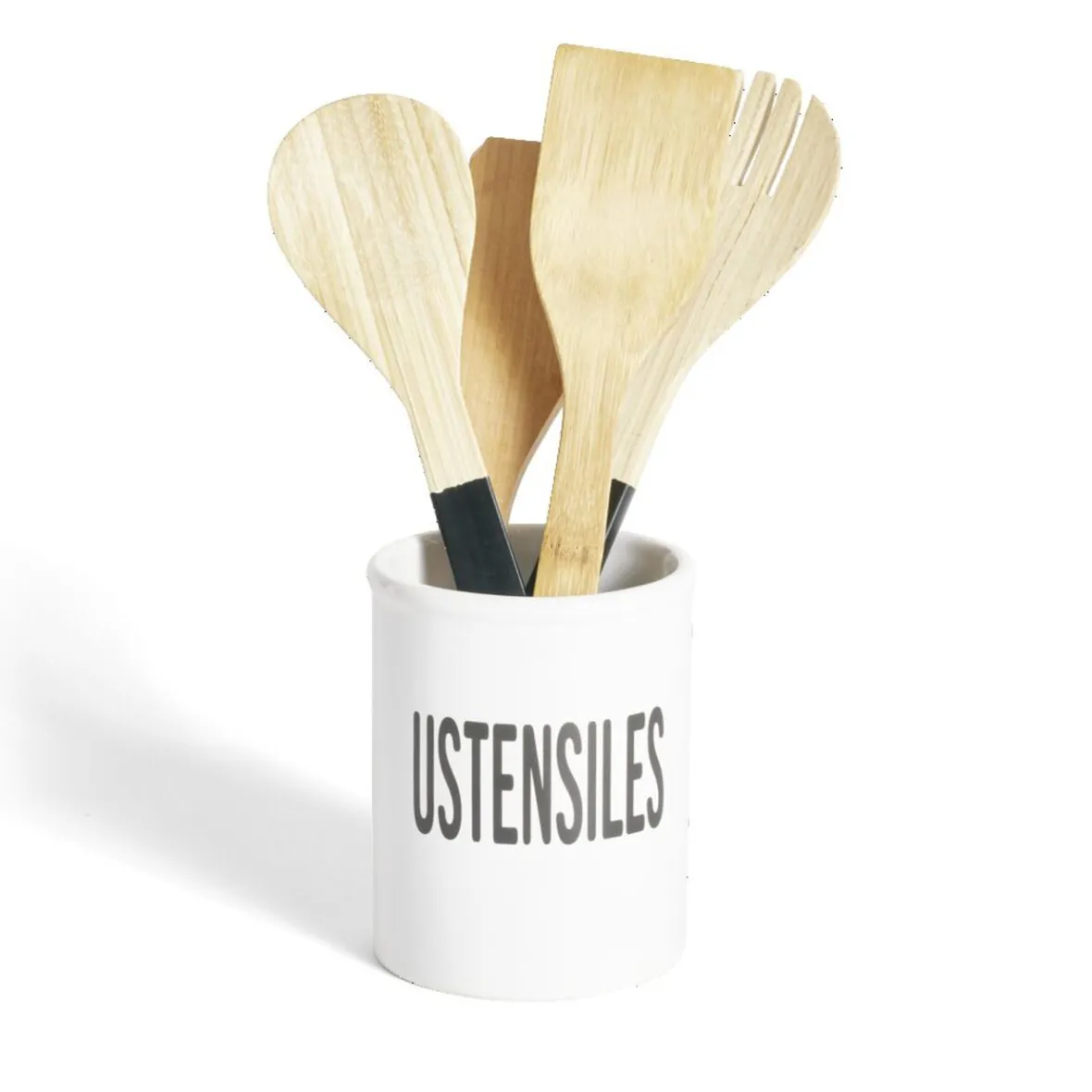 Rangement De Cuisine<Gifi Pot à ustensiles dolomite blanc Ø10xH13,2cm