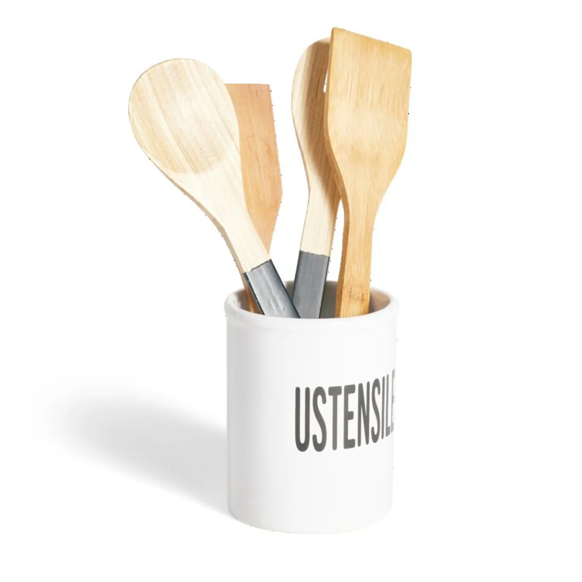 Rangement De Cuisine<Gifi Pot à ustensiles dolomite blanc Ø10xH13,2cm
