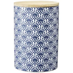 Conservation Alimentaire<Gifi Pot en céramique à motif bleu avec couvercle en bois H14 cm