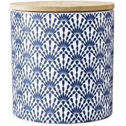 Conservation Alimentaire<Gifi Pot en céramique à motif bleu avec couvercle en bois H10,5 cm