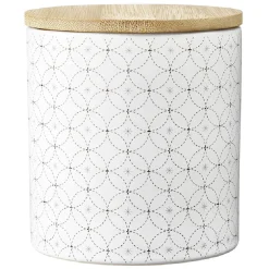 Conservation Alimentaire<Gifi Pot en céramique blanc à motif gris avec couvercle en bois H10,5 cm