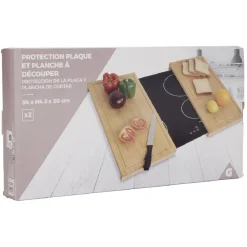 Cuisson<Gifi Protection plaque et planche à découper bois x2