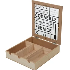 Conservation Alimentaire<Gifi Range couvert mdf naturel couvercle transparent imprimé noir