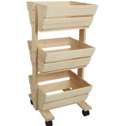 Rangement De Cuisine<Gifi Resserre légume en bois 3 niveaux à roulettes