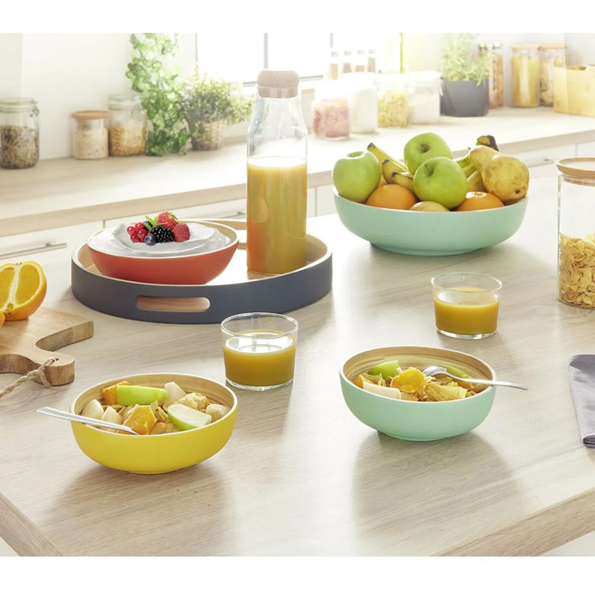 Gifi Saladier coloré en bambou| Vaisselle Et Accessoires De Table
