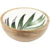 Gifi Saladier en bois interieur émail décor feuille| Vaisselle Et Accessoires De Table