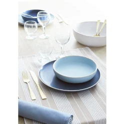Gifi Saladier en faïence bleu turquoise avec liseré crème| Vaisselle Et Accessoires De Table