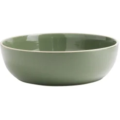 Gifi Saladier en faïence vert avec liseré crème| Vaisselle Et Accessoires De Table