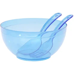 Gifi Saladier en plastique coloré avec couverts de service| Vaisselle Et Accessoires De Table