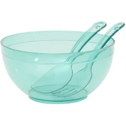 Gifi Saladier en plastique coloré avec couverts de service| Vaisselle Et Accessoires De Table