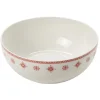 Gifi Saladier en porcelaine blanche motif Noël flocons rouges| Vaisselle Et Accessoires De Table
