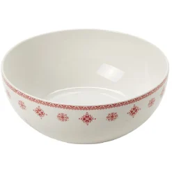 Gifi Saladier en porcelaine blanche motif Noël flocons rouges| Vaisselle Et Accessoires De Table