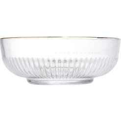 Gifi Saladier en verre strié bord liseré doré Ø15XH6,5cm| Vaisselle Et Accessoires De Table